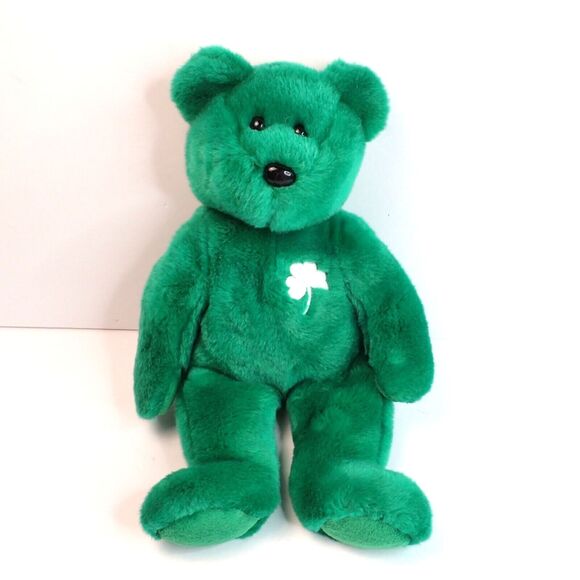 TY Beanie Buddy ERIN The Bear Large and Small Green Irish Ireland Shamrock - Picture 2 of 10